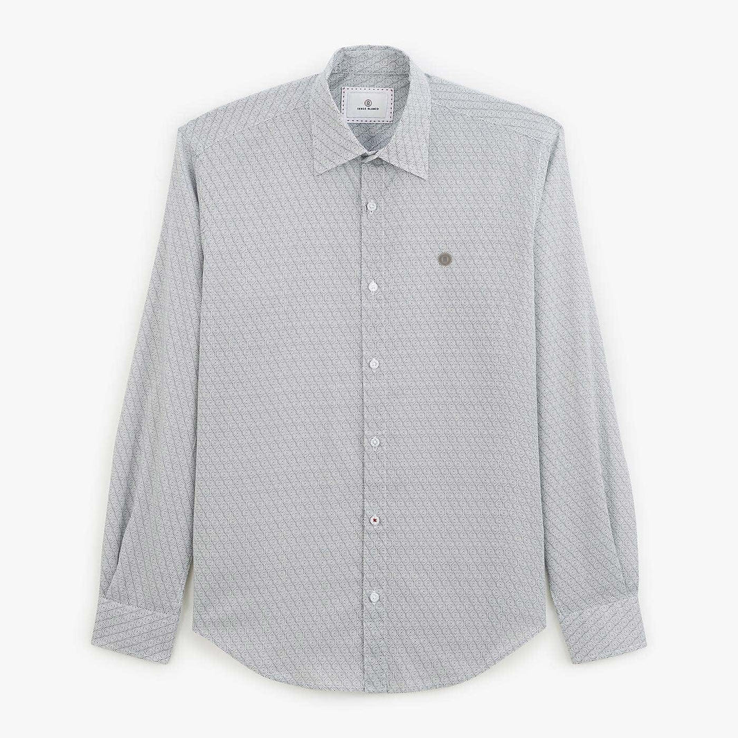 Bedrukt overhemd in indigo blauw