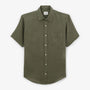 Chemise manches courtes en lin vert avocat homme serge blanco