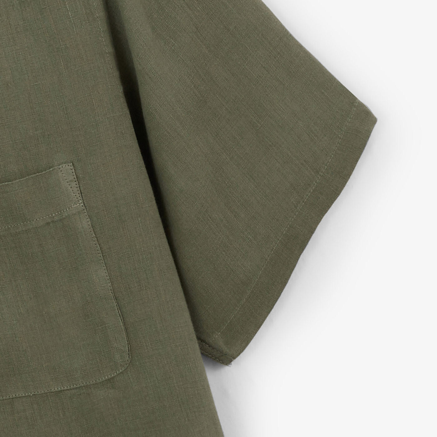 Chemise manches courtes en lin vert avocat homme serge blanco