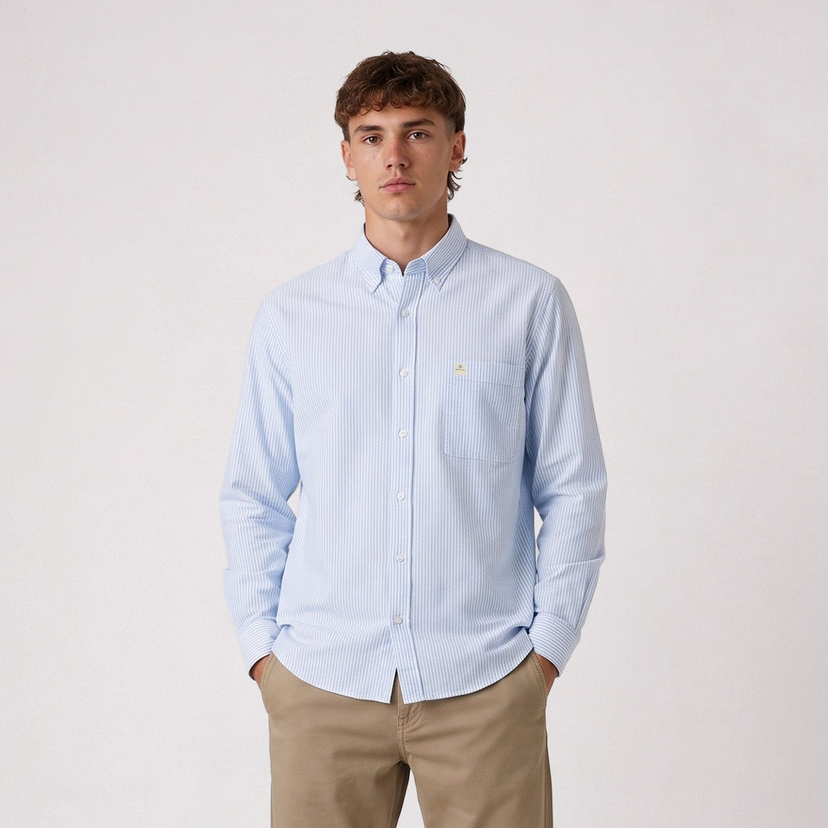 Chemise manches longues Oxford rayures bleu niva SBPLAY