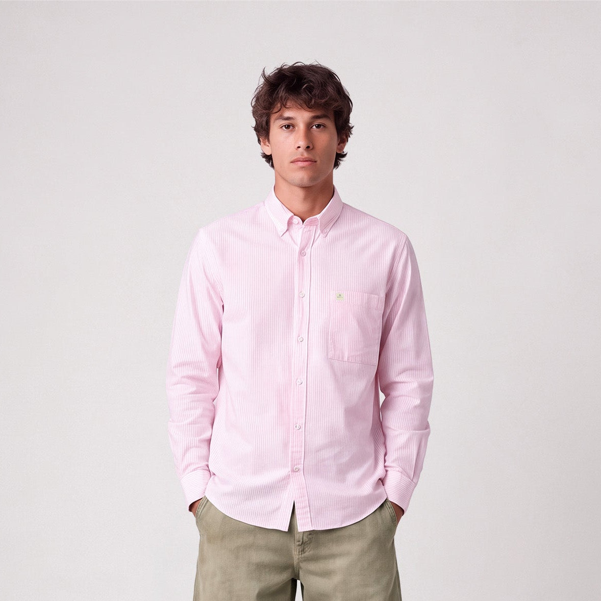 Chemise manches longues Oxford rayures rose dalhia SBPLAY