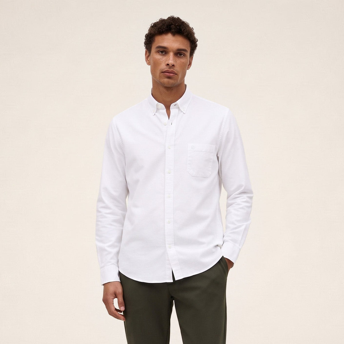 Chemise manches longues Oxford sangle SB blanche