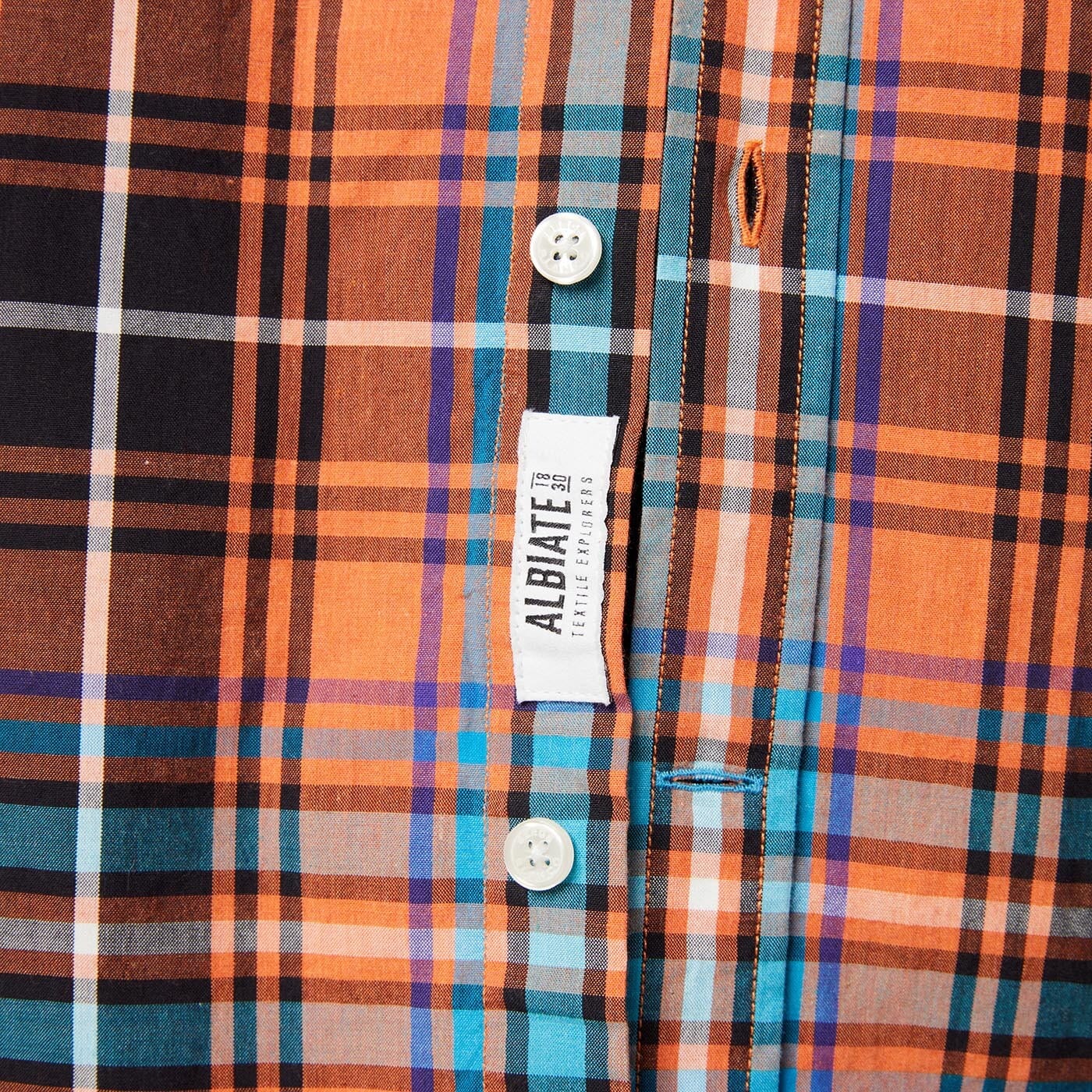 Chemise manches longues à carreaux orange brique en coton homme serge blanco