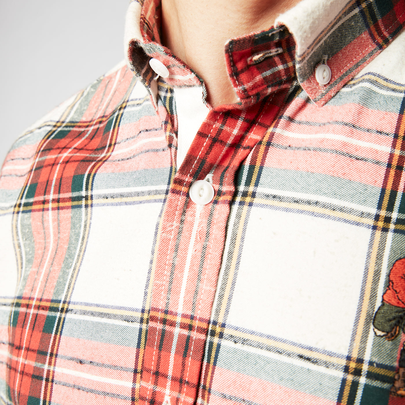 Chemise manches longues à carreaux rouge en coton homme serge blanco