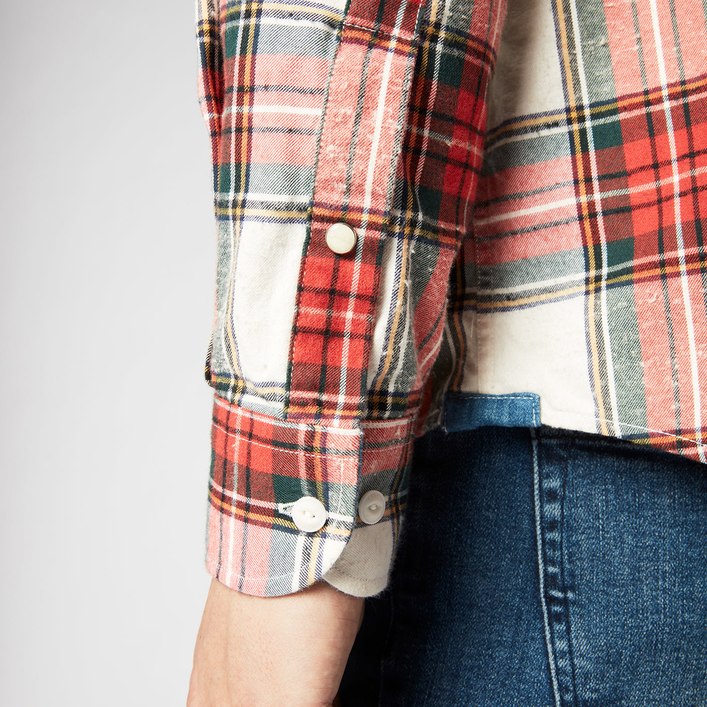 Chemise manches longues à carreaux rouge en coton homme serge blanco