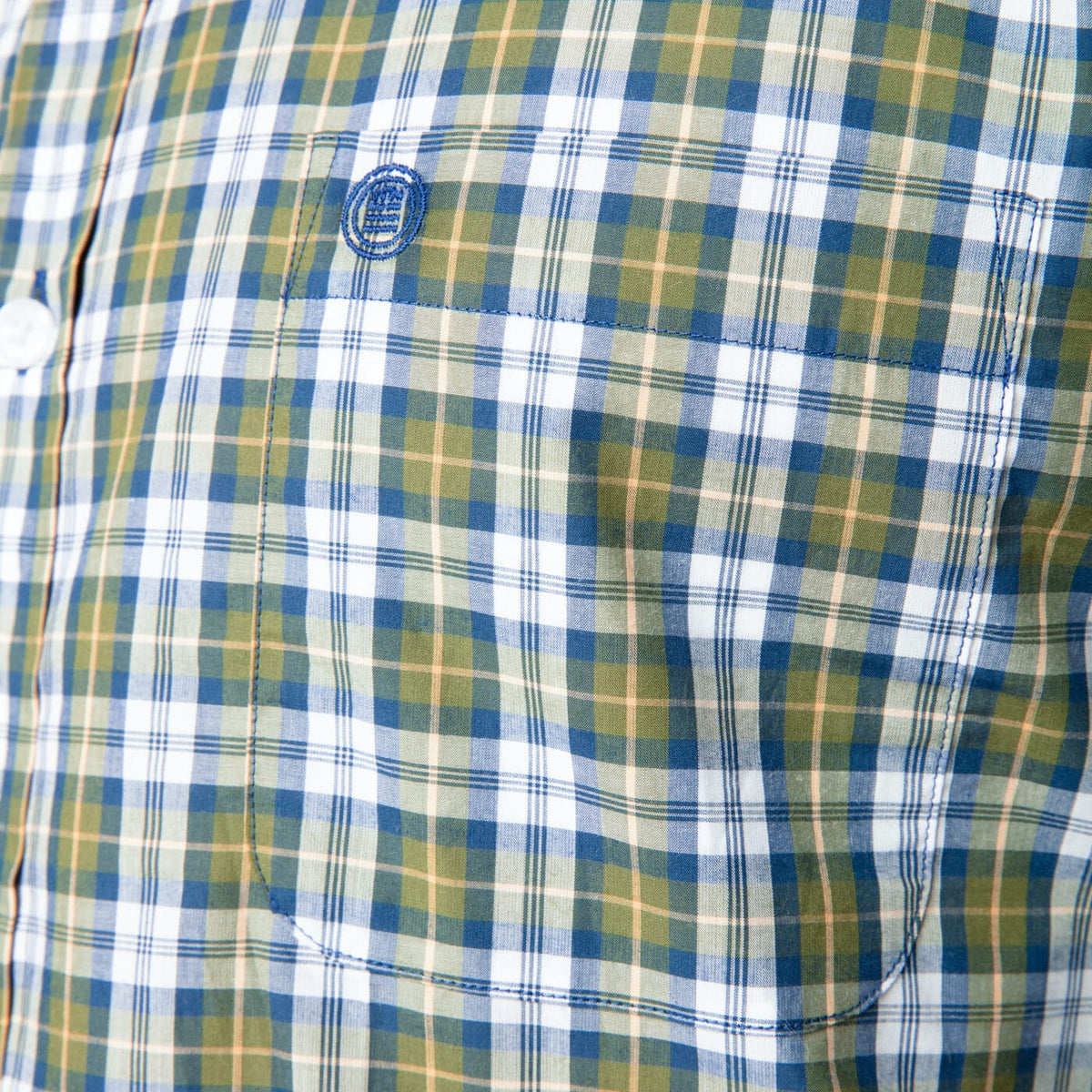 Chemise manches longues à carreaux vert et bleu en coton coupe ajustee homme serge blanco