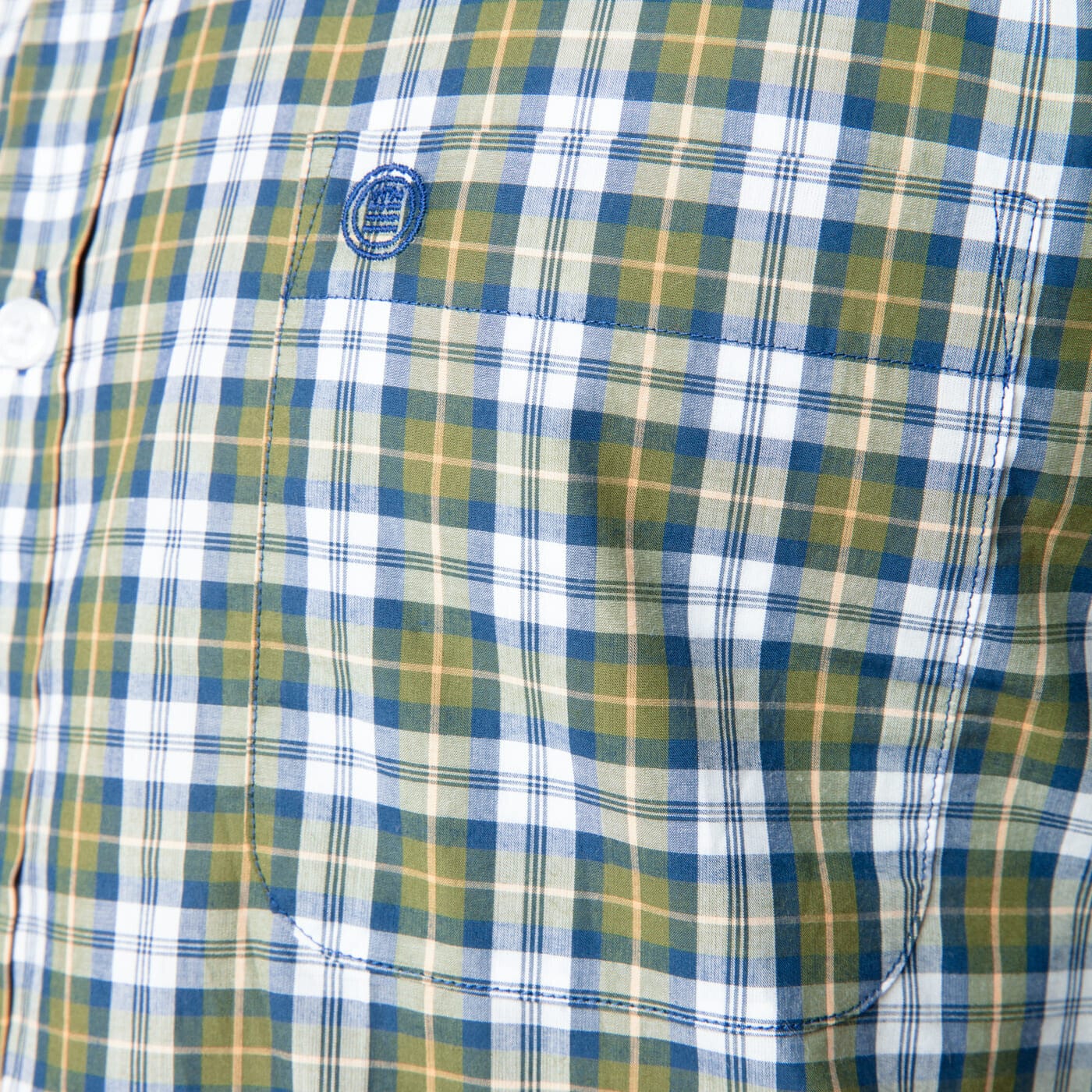 Chemise manches longues à carreaux vert et bleu en coton coupe ajustee homme serge blanco