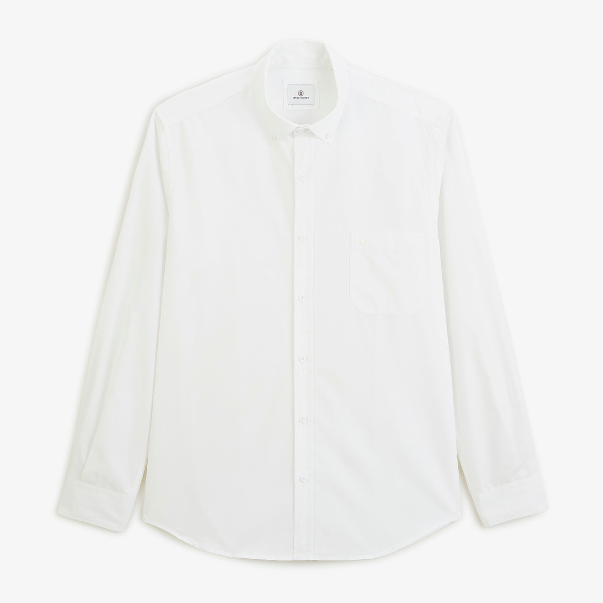 Chemise manches longues popeline de coton blanchomme serge blanco