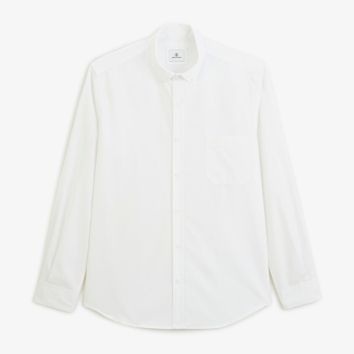 Chemise manches longues popeline de coton blanchomme serge blanco