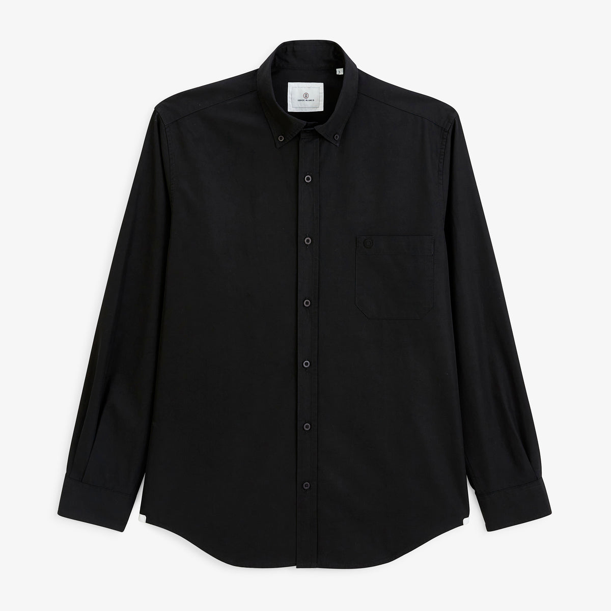 Chemise manches longues popeline de coton noir homme serge blanco