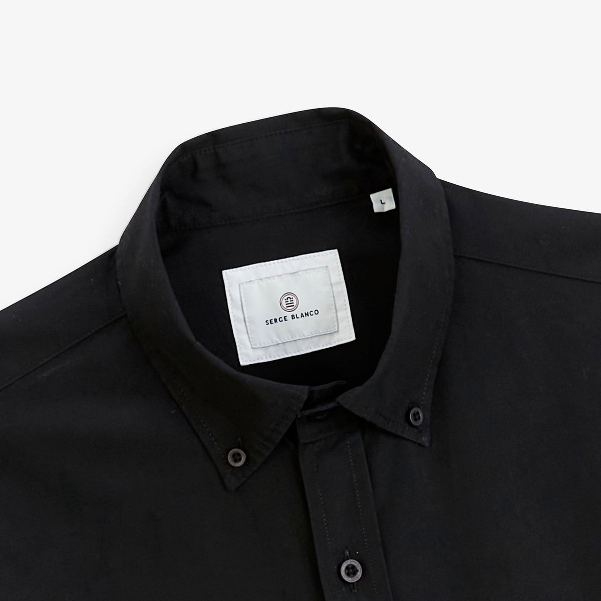 Chemise manches longues popeline de coton noir homme serge blanco