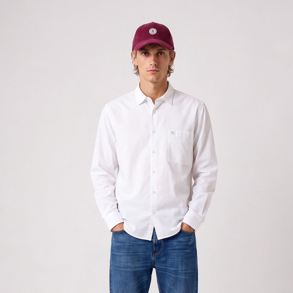 Chemise manches longues twill stretch blanc SBPLAY