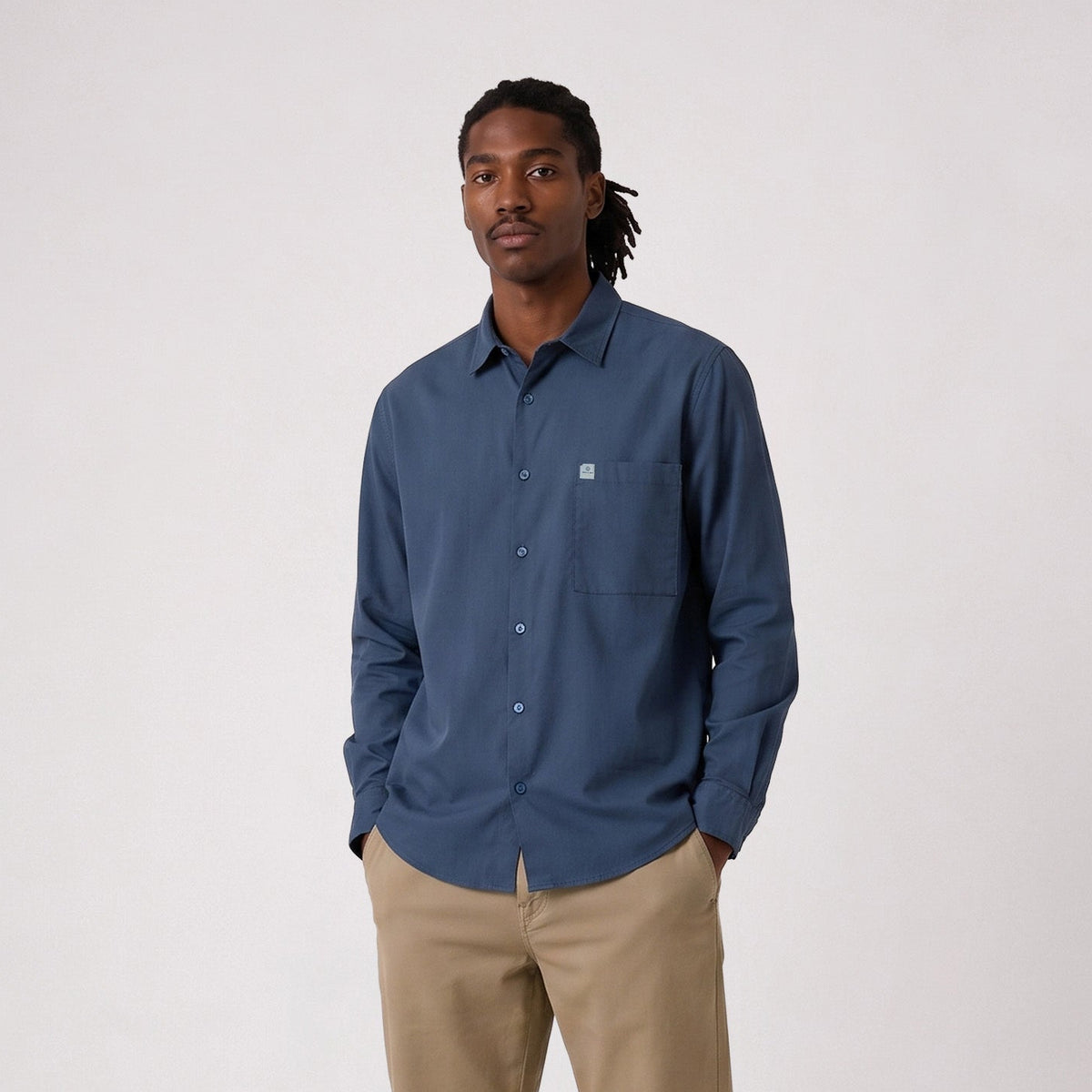 Chemise manches longues twill stretch bleu SBPLAY