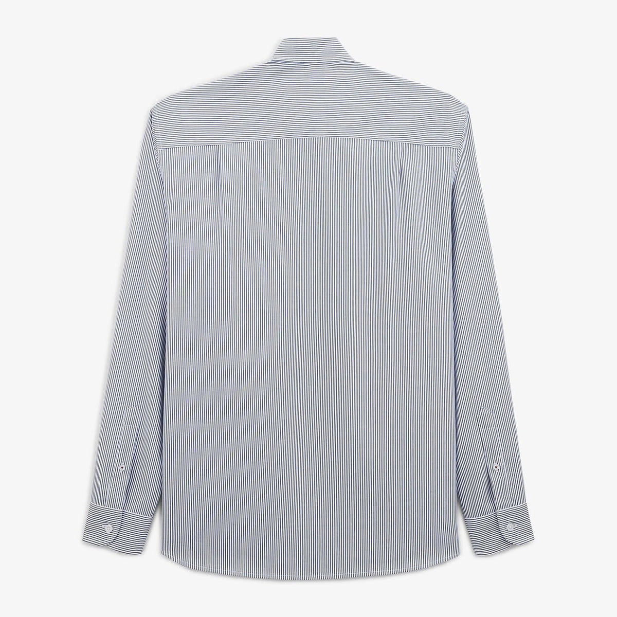 Chemise rayée bleu marine manches longues en coton homme serge blanco