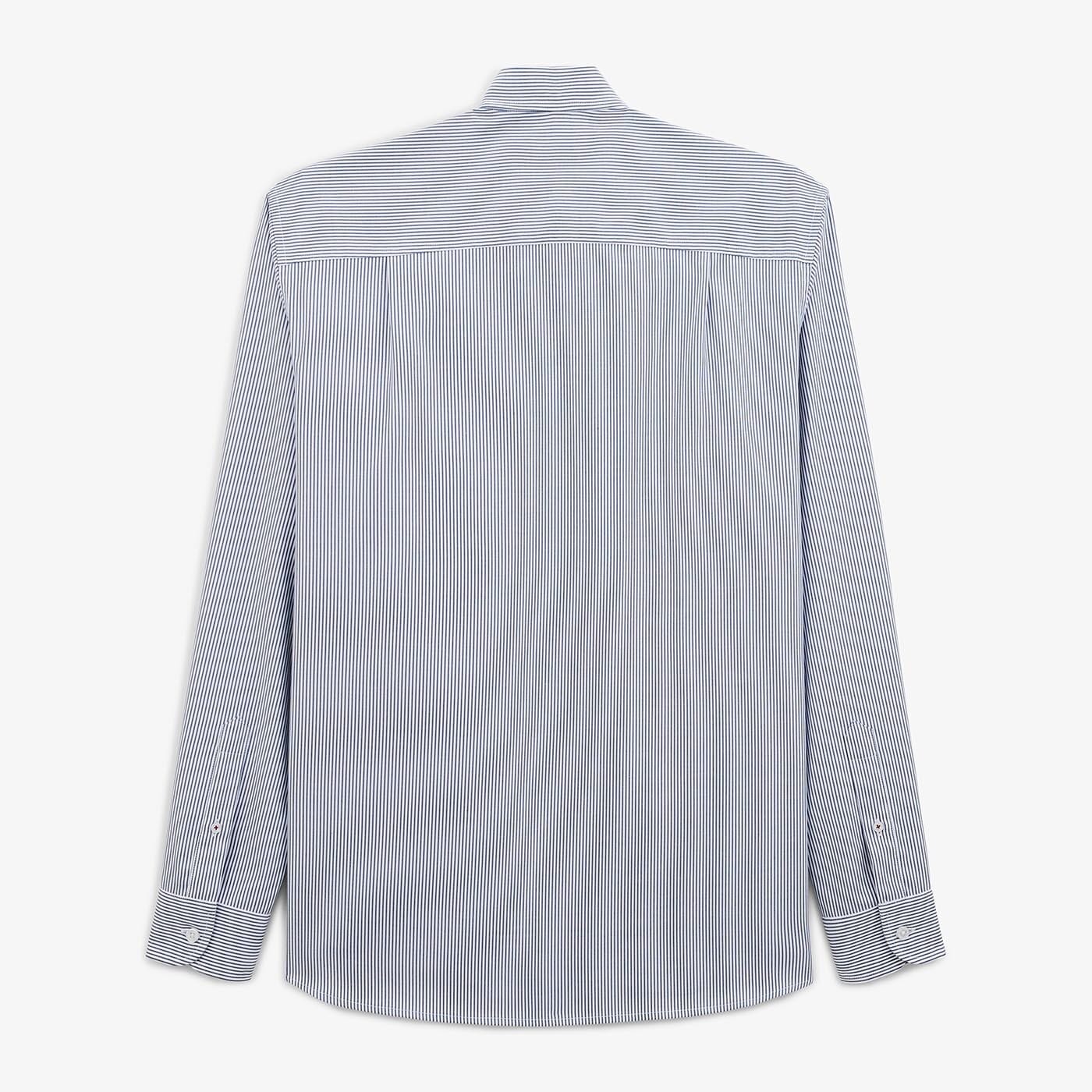Chemise rayée bleu marine manches longues en coton homme serge blanco