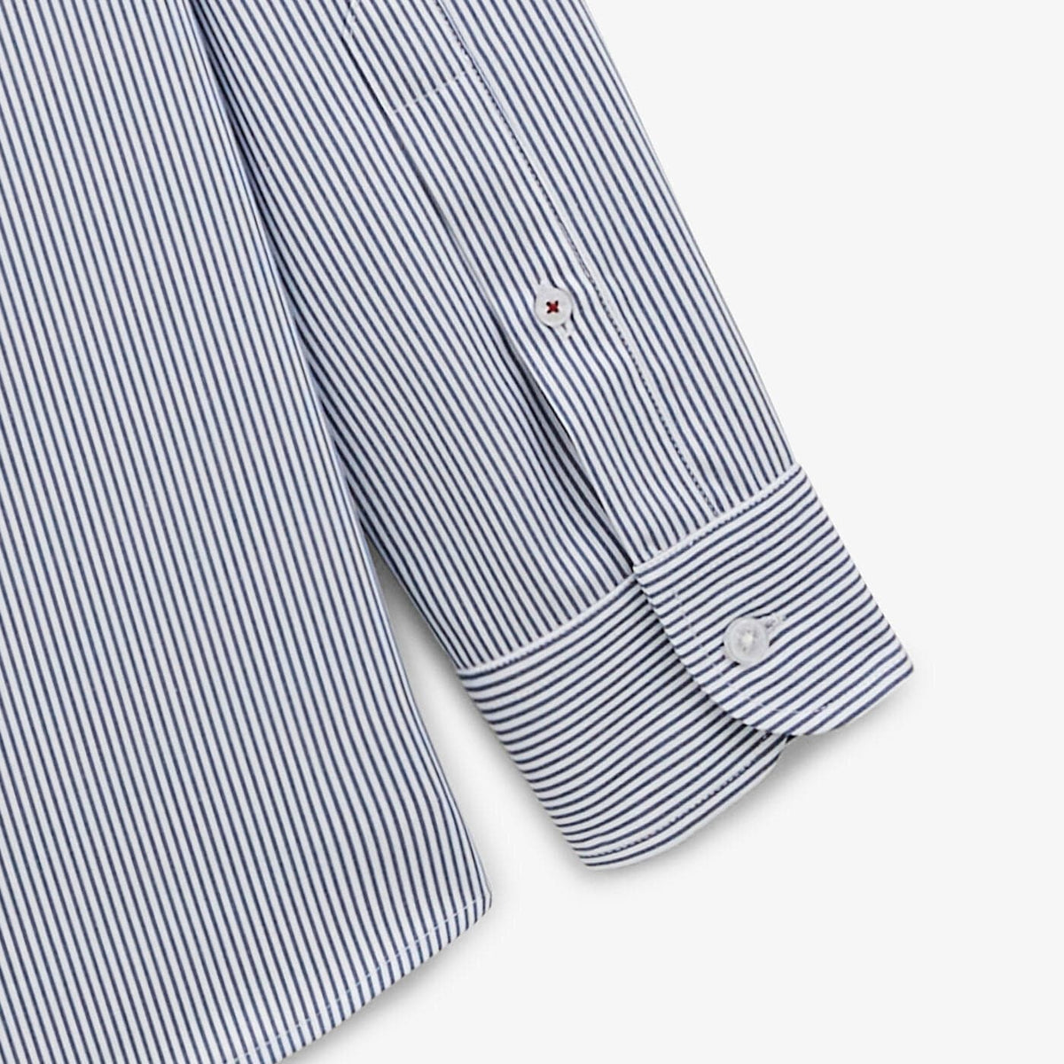 Chemise rayée bleu marine manches longues en coton homme serge blanco