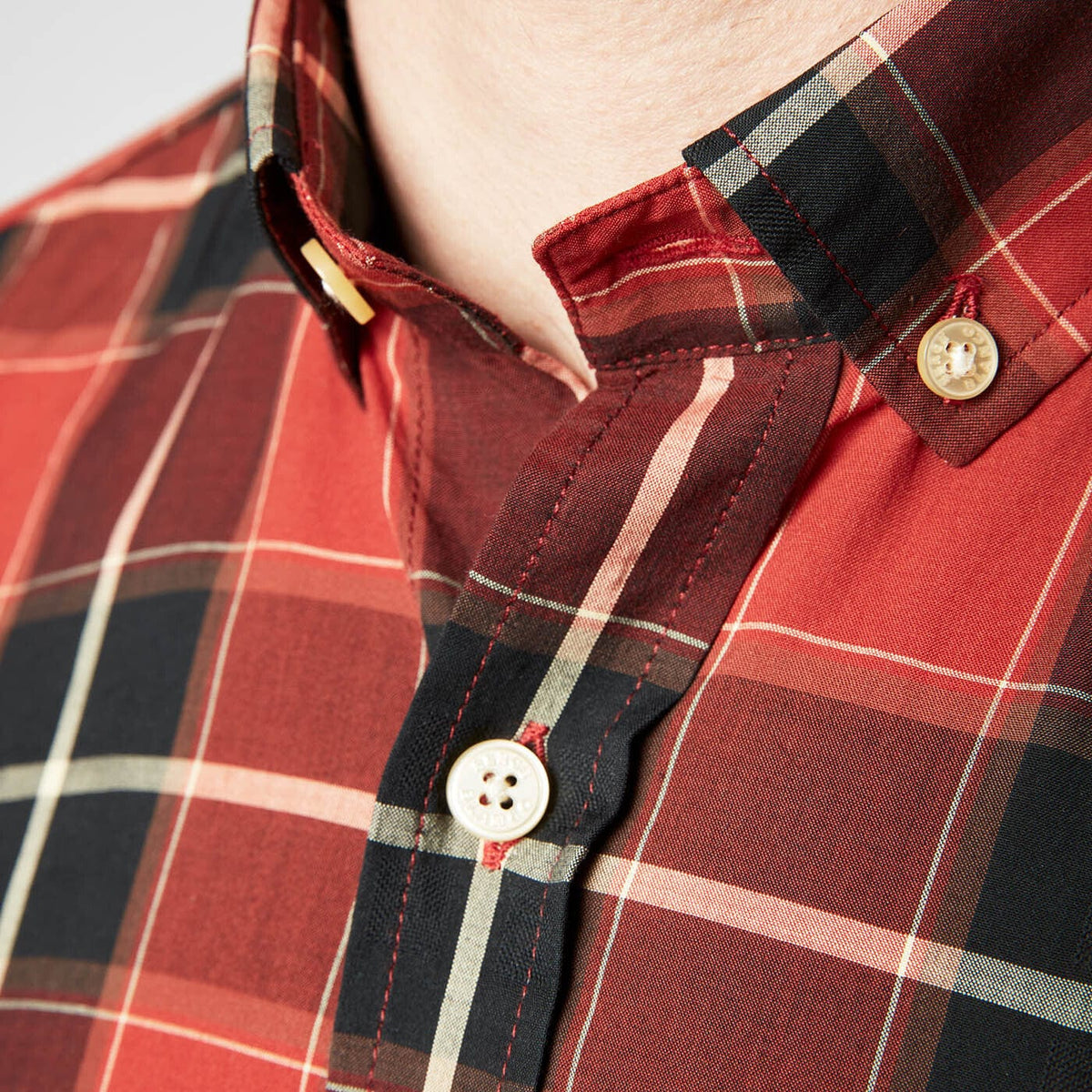 Chemise rouge à carreaux manches longues en coton homme serge blanco