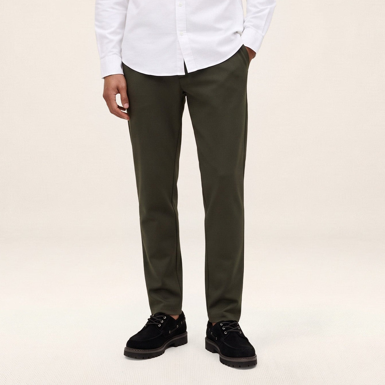 Chino 549 stretch regular confort taille élastiquée vert militaire
