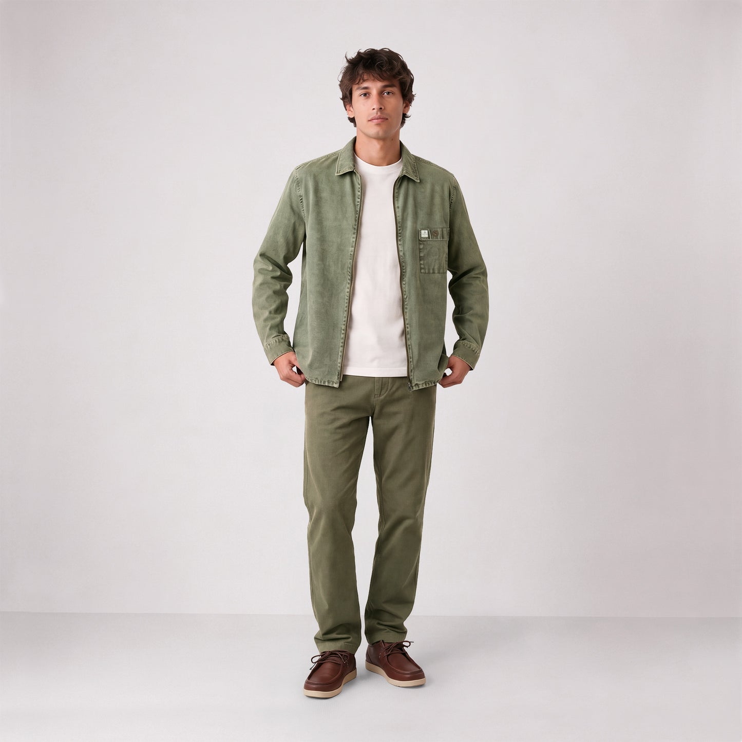 Chino 751 en coton stretch coupe droite vert militaire SBPLAY