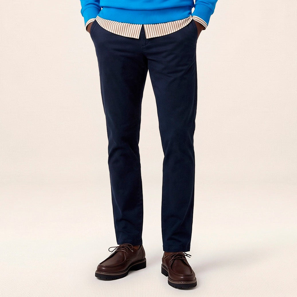 Pantalon coupe confort coton stretch bleu marine 702