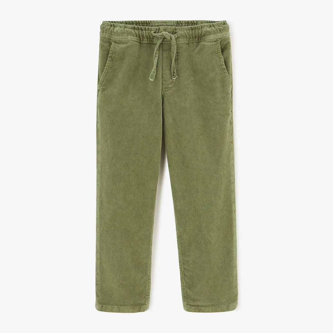 Chino van fluweel 734 Junior met elastische tailleband, legergroen