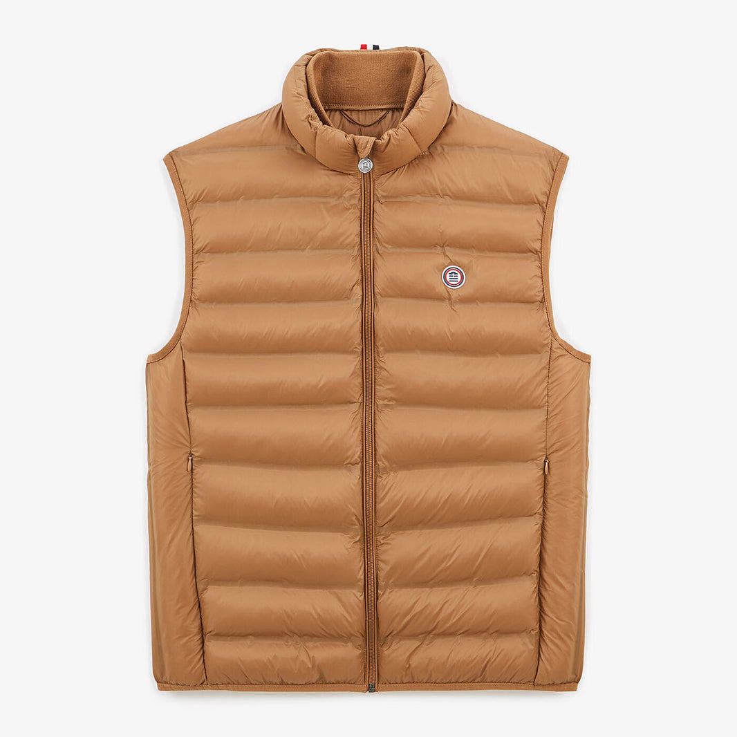 Chaqueta acolchada sin mangas color camel