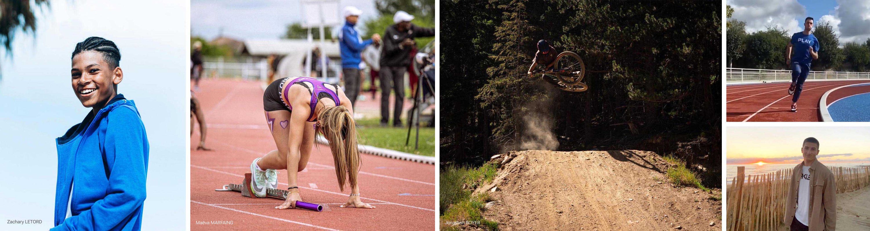 Les athlètes de la Play Academy — athlétisme, VTT descente et tennis