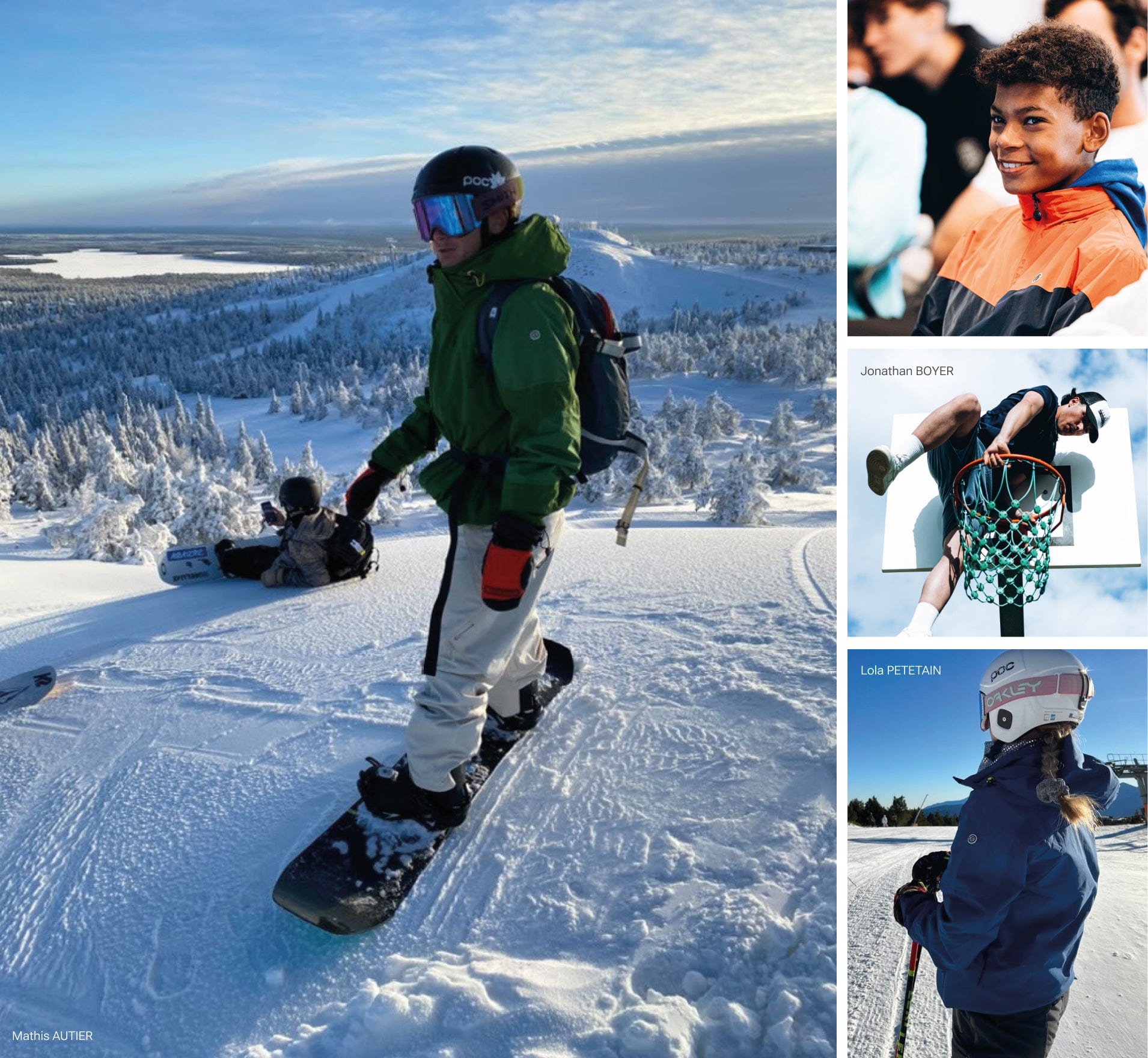 Les athlètes de la Play Academy — snowboard, ski freestyle et VTT
