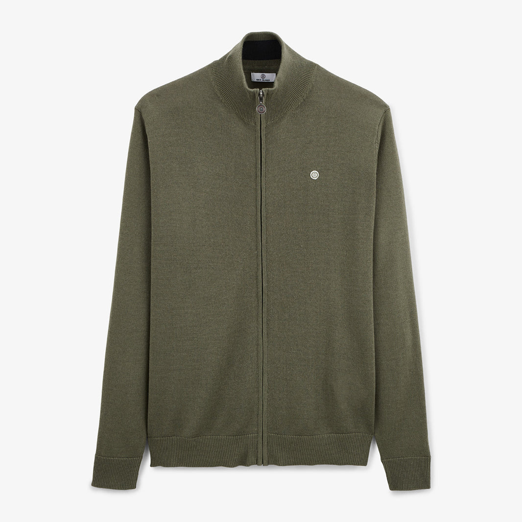 Gilet en maille anglaise vert kaki SERGE BLANCO