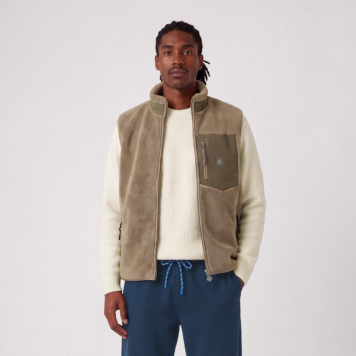 Gilet polaire sherpa Montréal sans manches beige cachemire SBPLAY