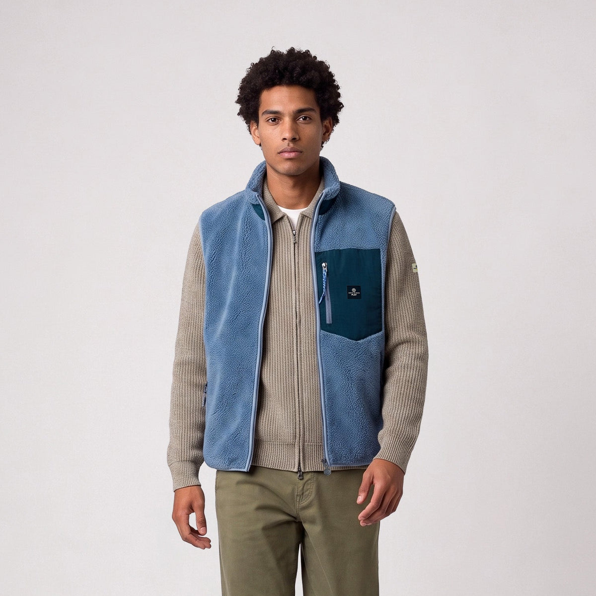 Gilet polaire sherpa sans manches bleu indigo Montréal SBPLAY