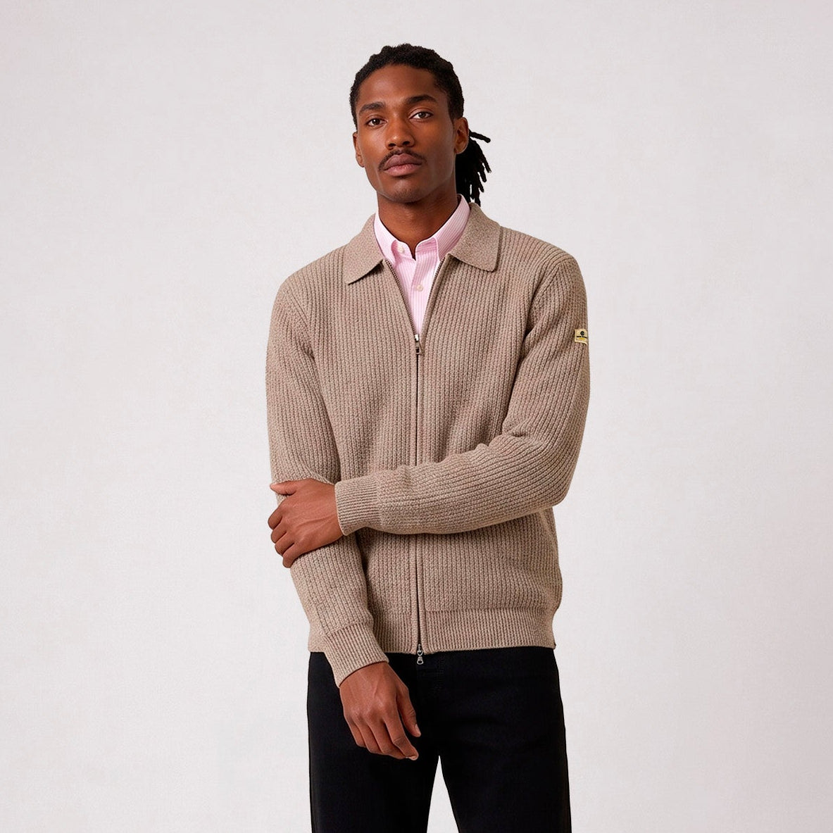 Gilet zippé jacquard beige chiné Mayron SBPLAY