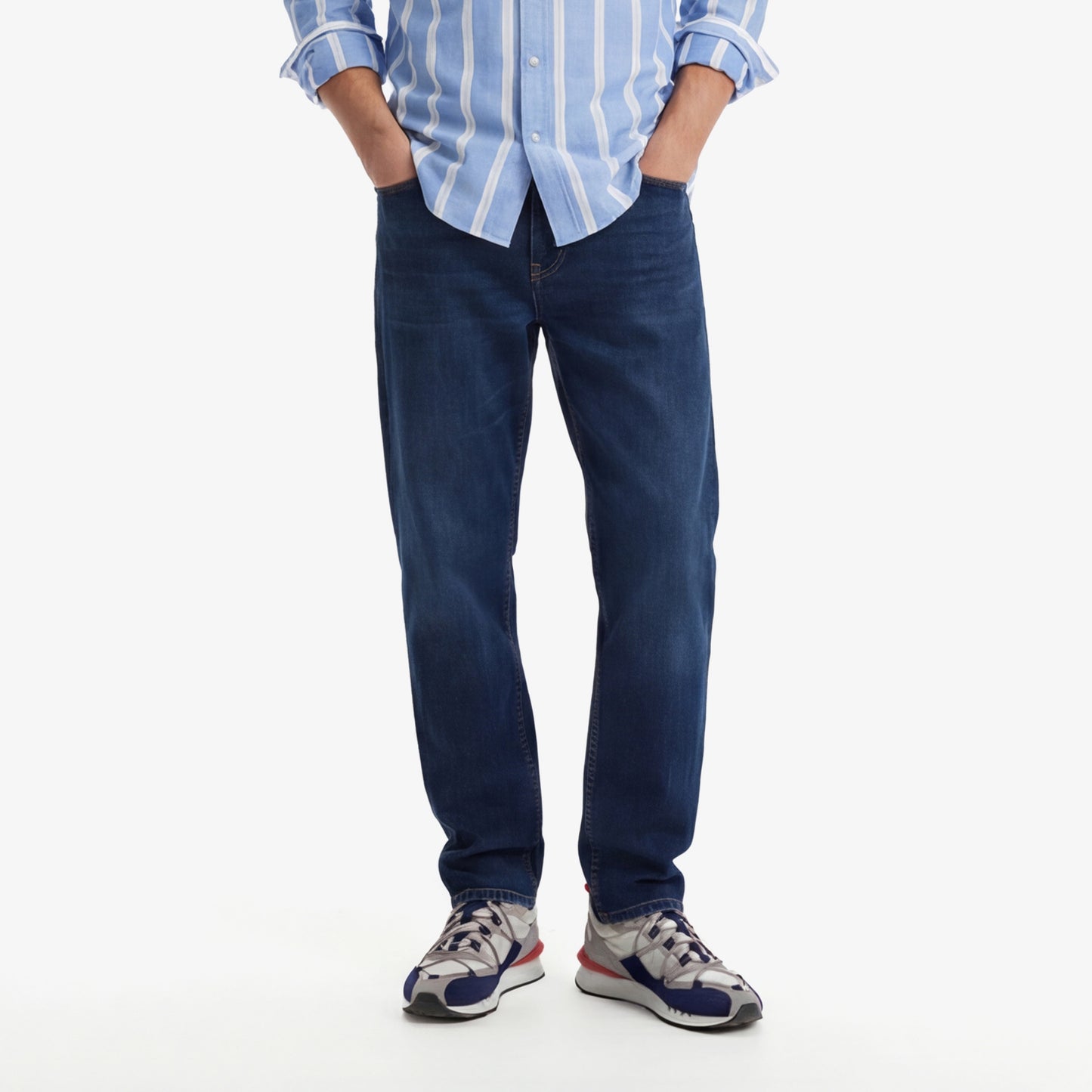 Jean 325 slim powertwist in blauw katoen