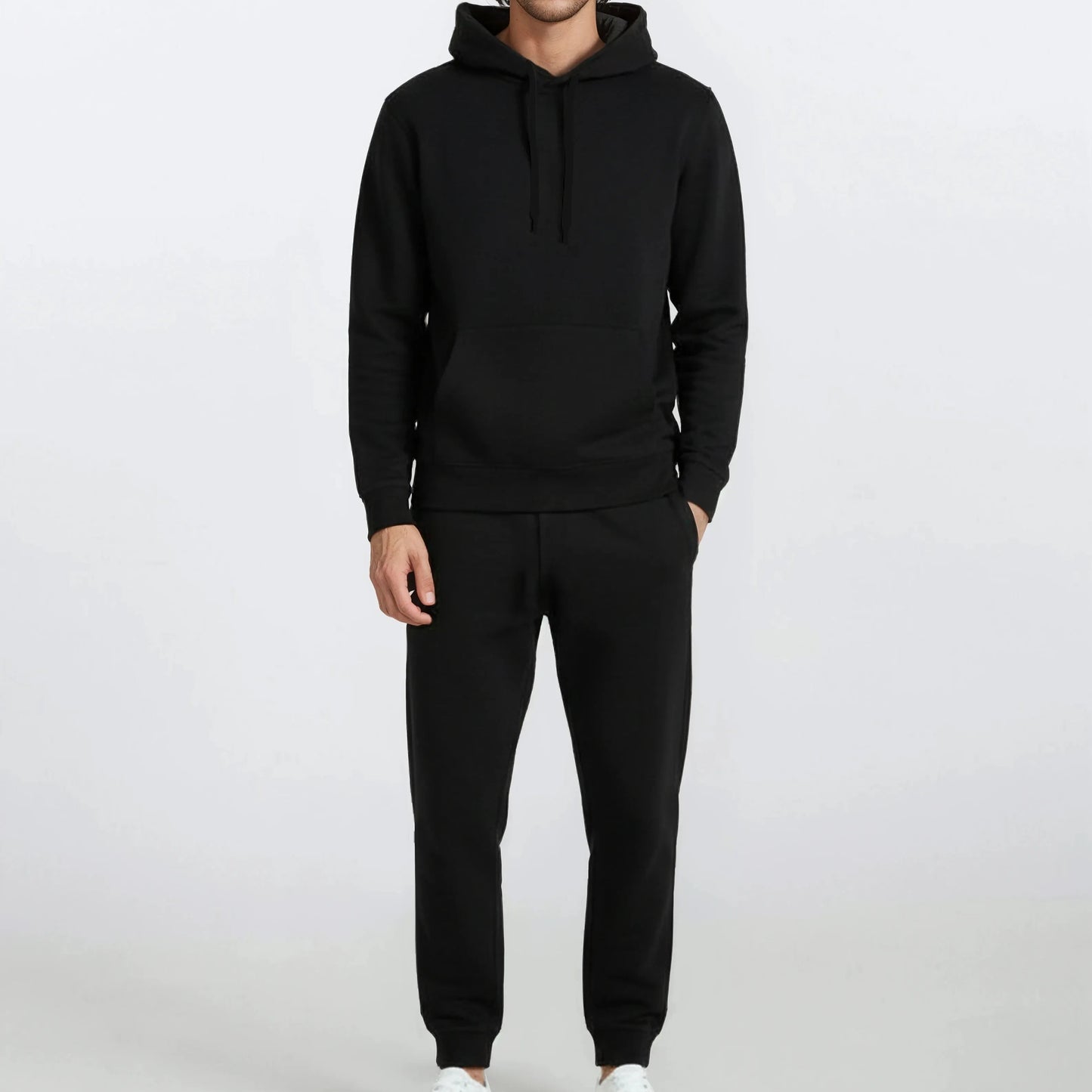 Jogging en molleton gratte noir en coton homme SERGE BLANCO
