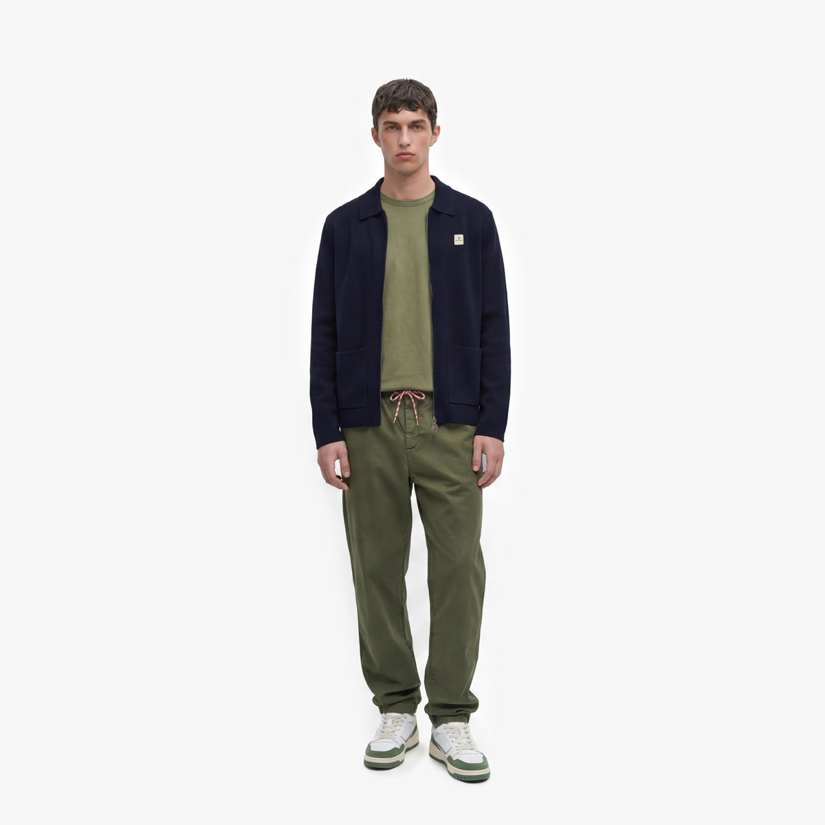 Langemouwen vest met ritssluiting van marineblauw katoen Monza