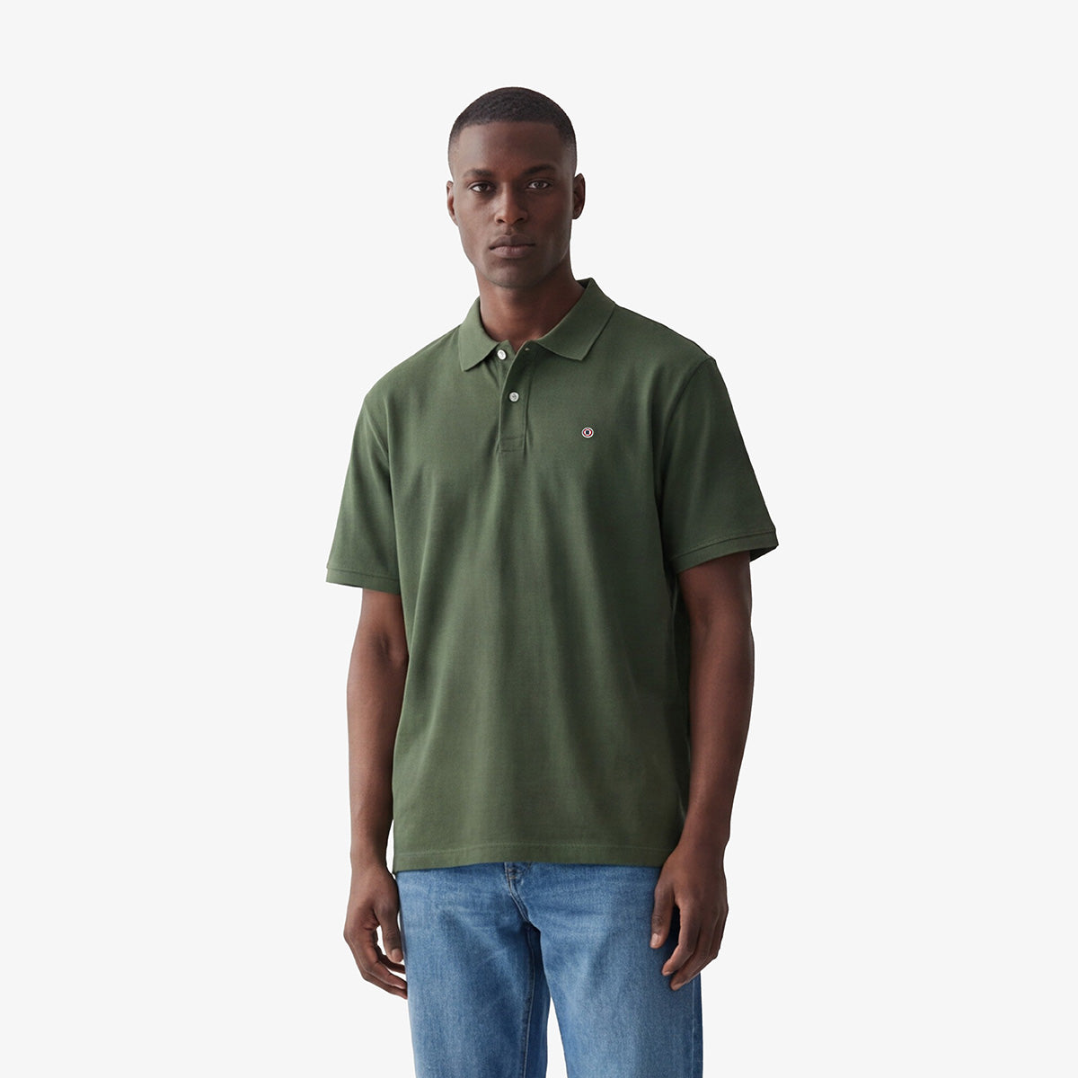 Polo manches courtes en coton maille piquée Lucas vert army