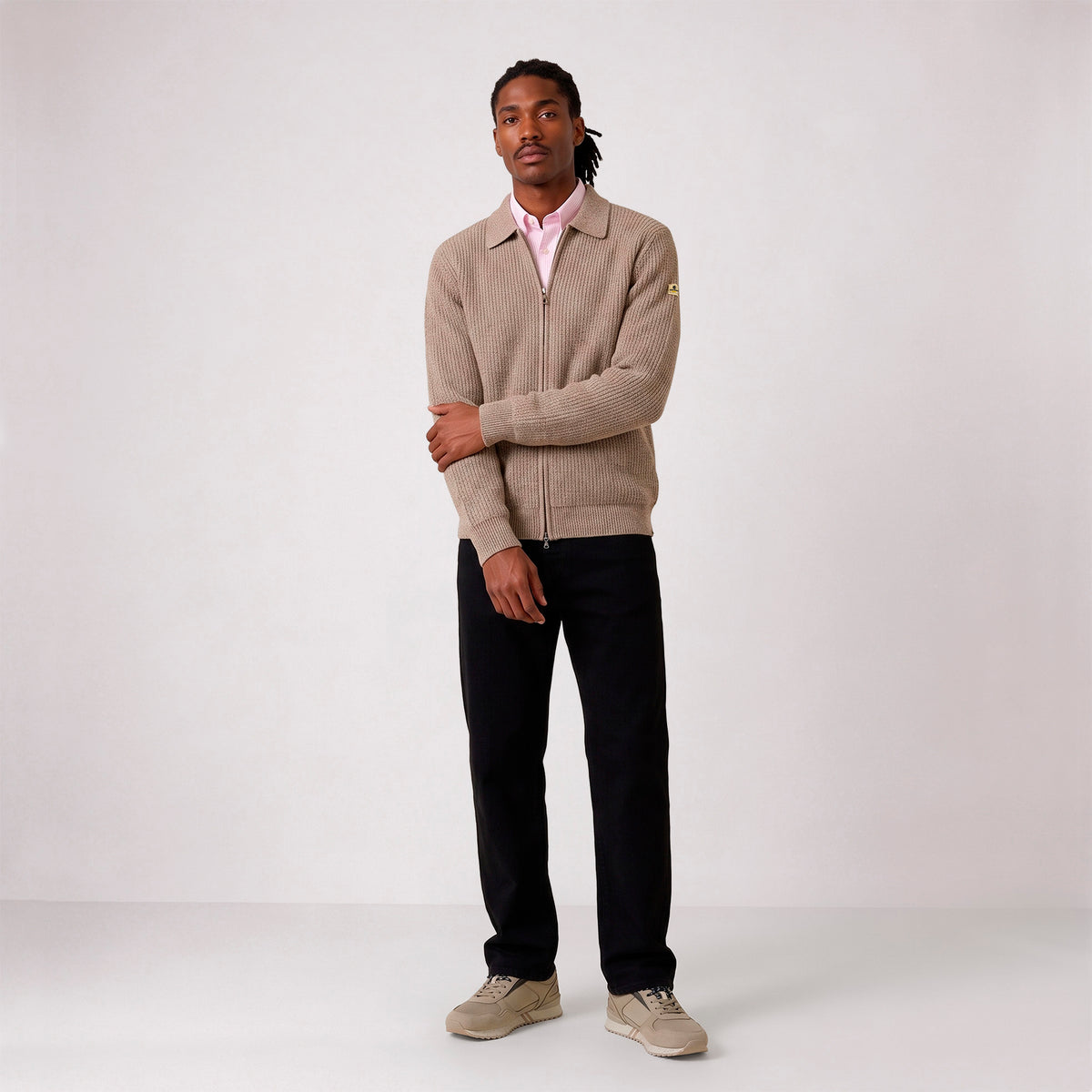 Gilet zippé jacquard beige chiné Mayron SBPLAY