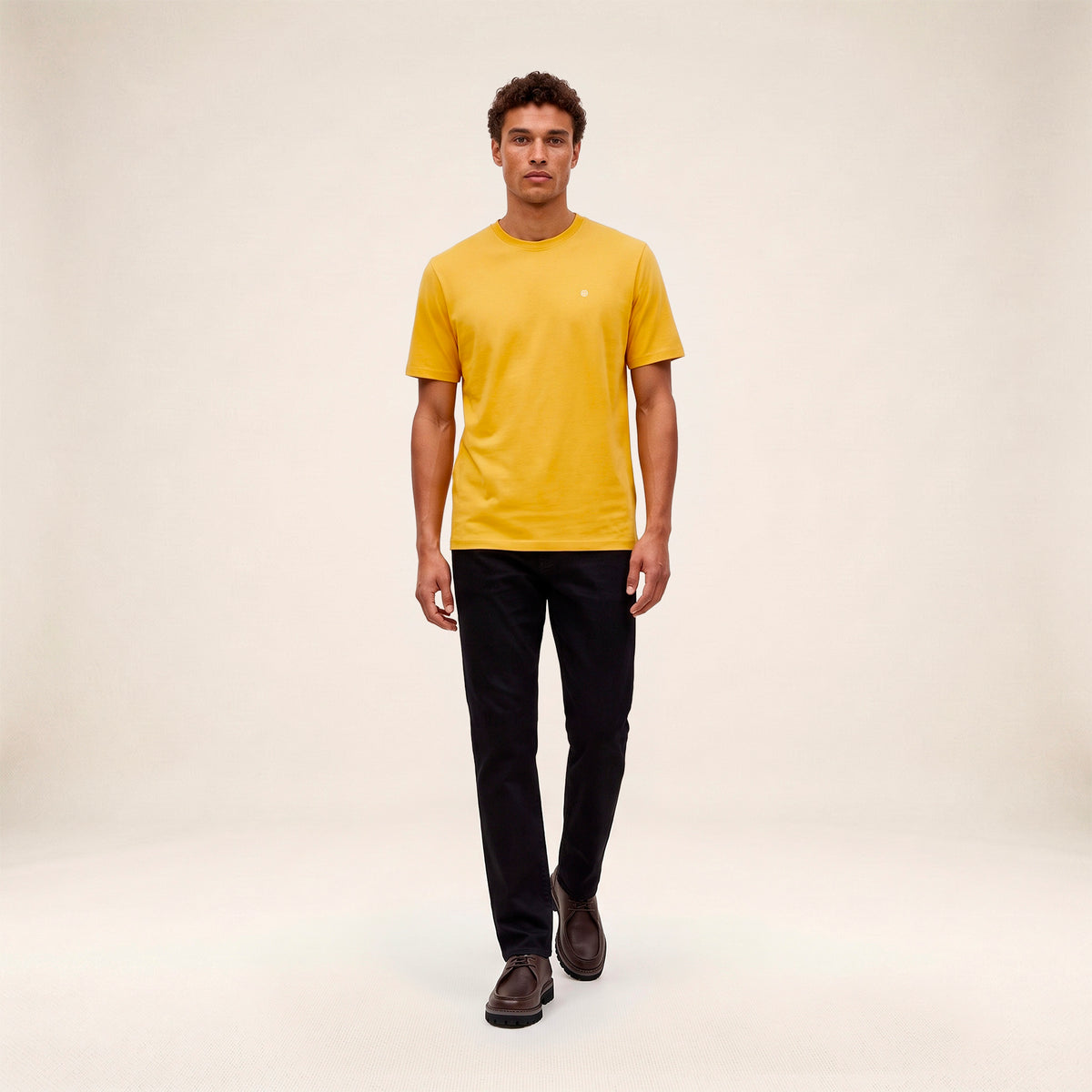 T-shirt manches courtes jaune moutarde Théo