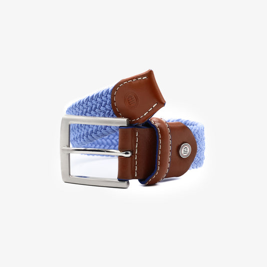 Adjustable braided elasticated belt sky blue