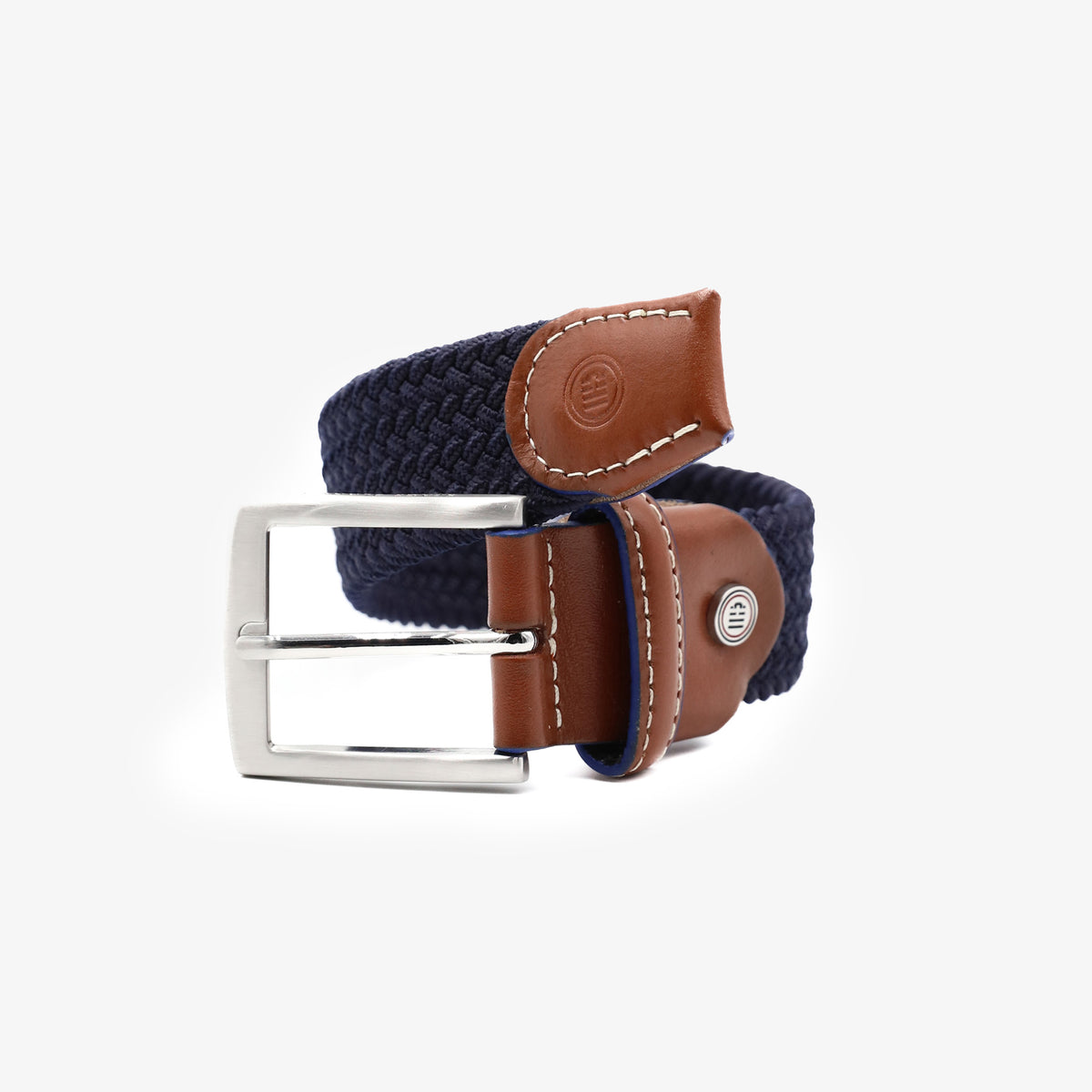 Ceinture élastiquée tréssée réglable bleu nuit