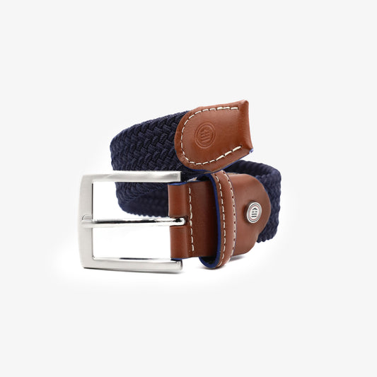 Midnight blue adjustable braided elasticated belt