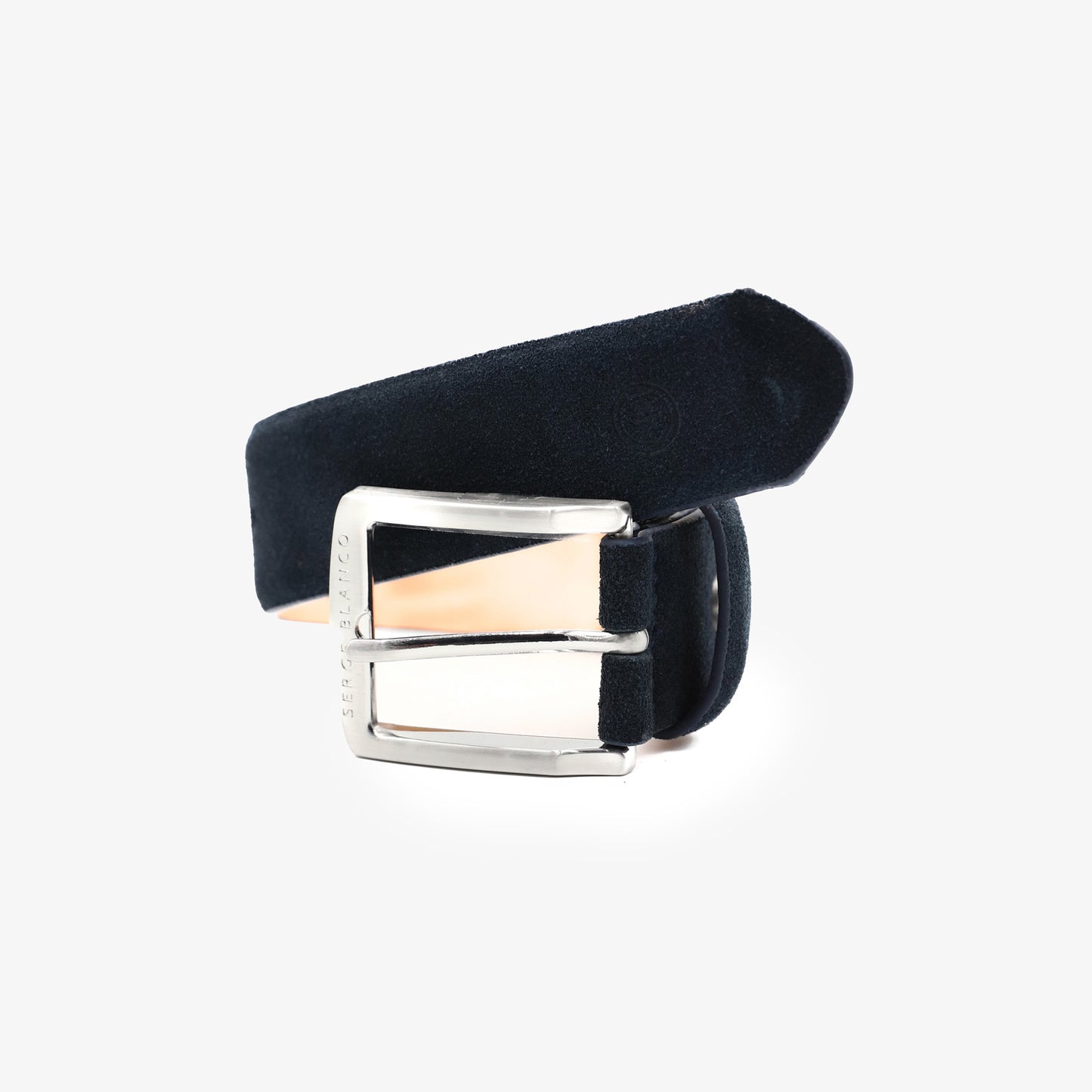 Navy blue adjustable nubuck belt