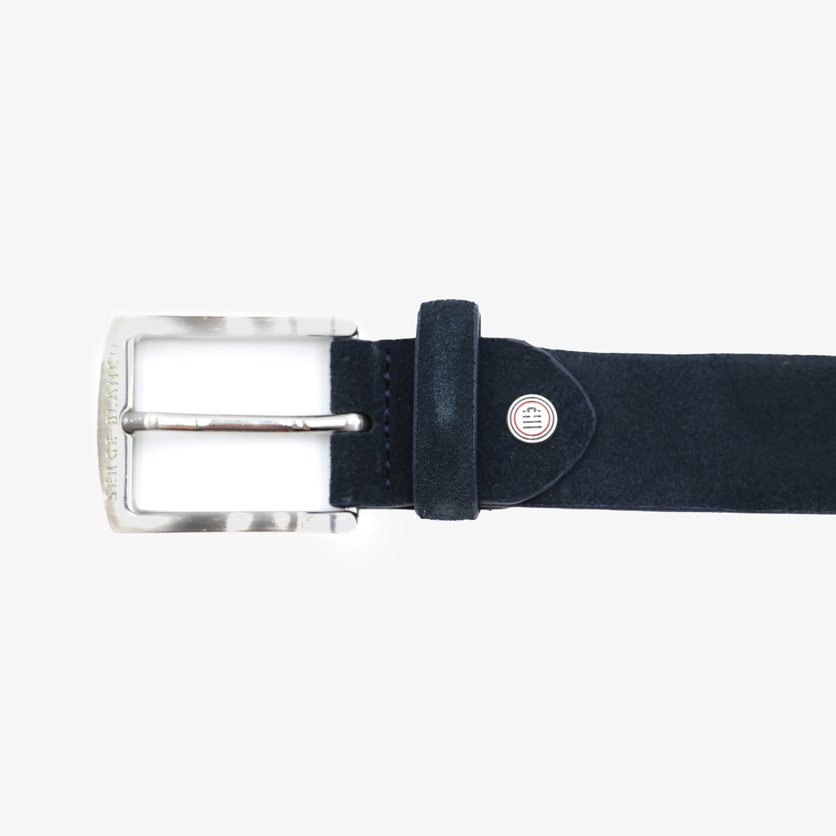 Navy blue adjustable nubuck belt