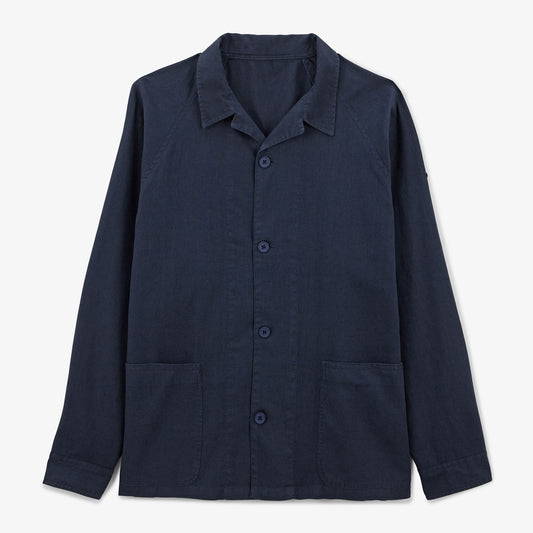 Wakura worker jacket in midnight blue linen