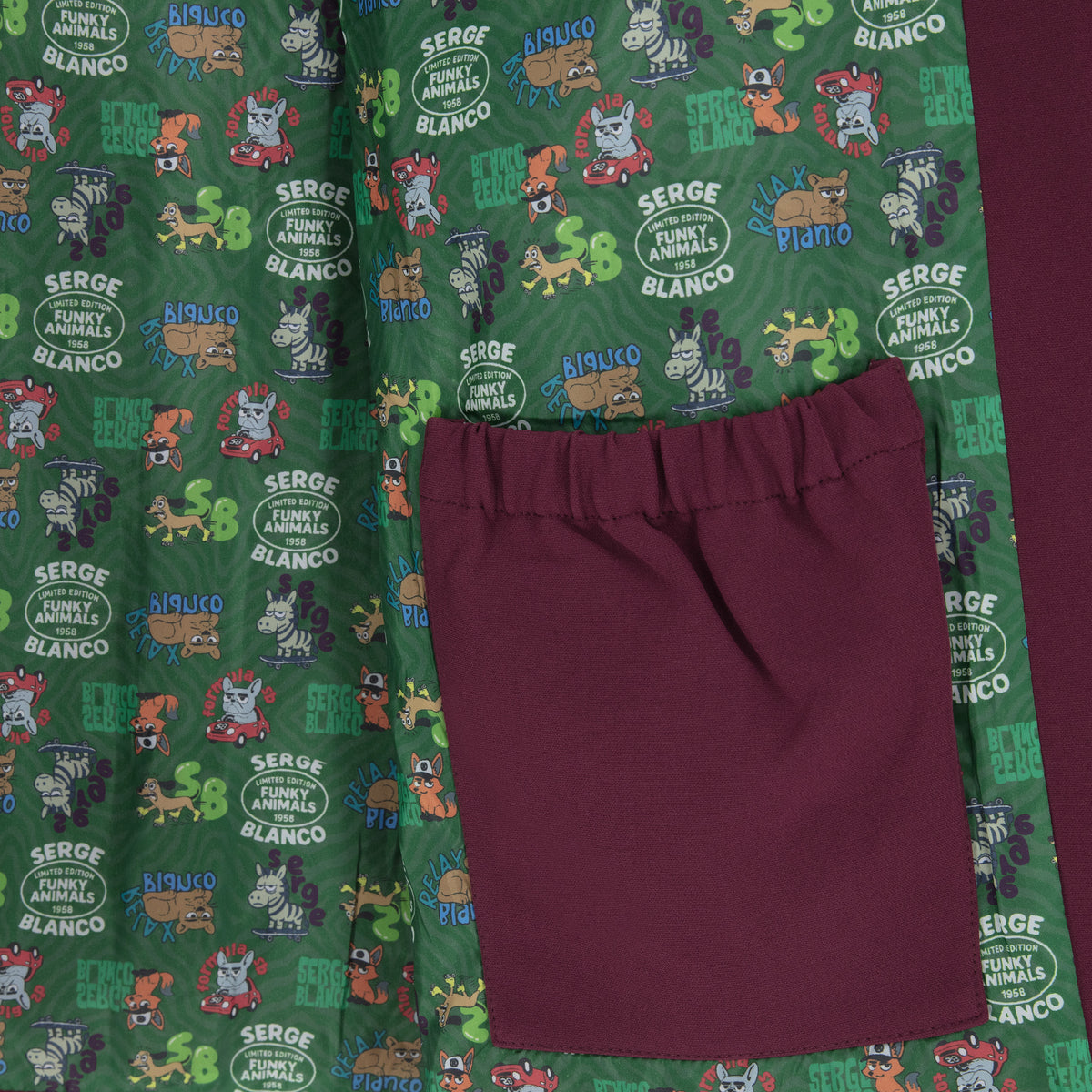 Wayne Red Coach Jacket with Funky Animals Lining