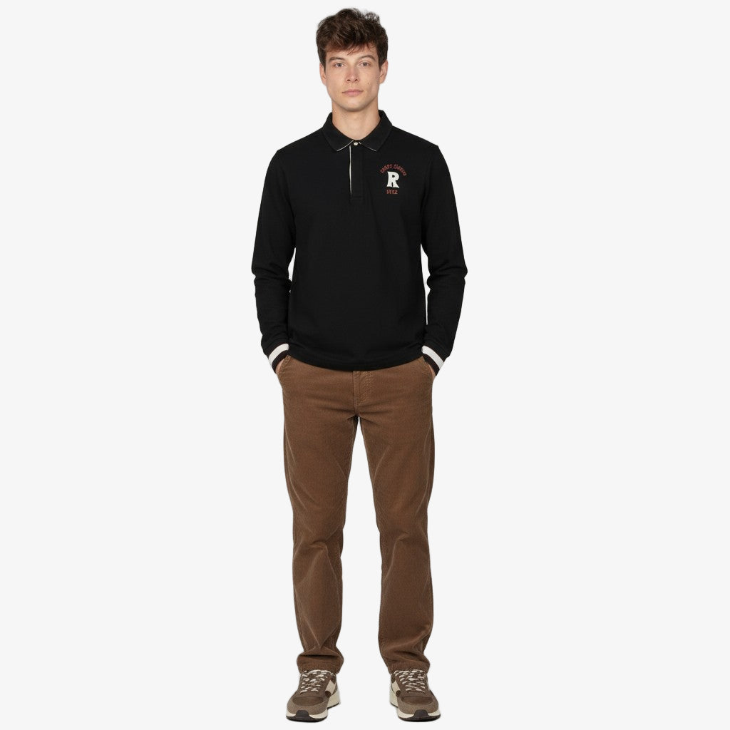 Maillot de rugby manches longues en coton noir Lior Homme SERGE BLANCO