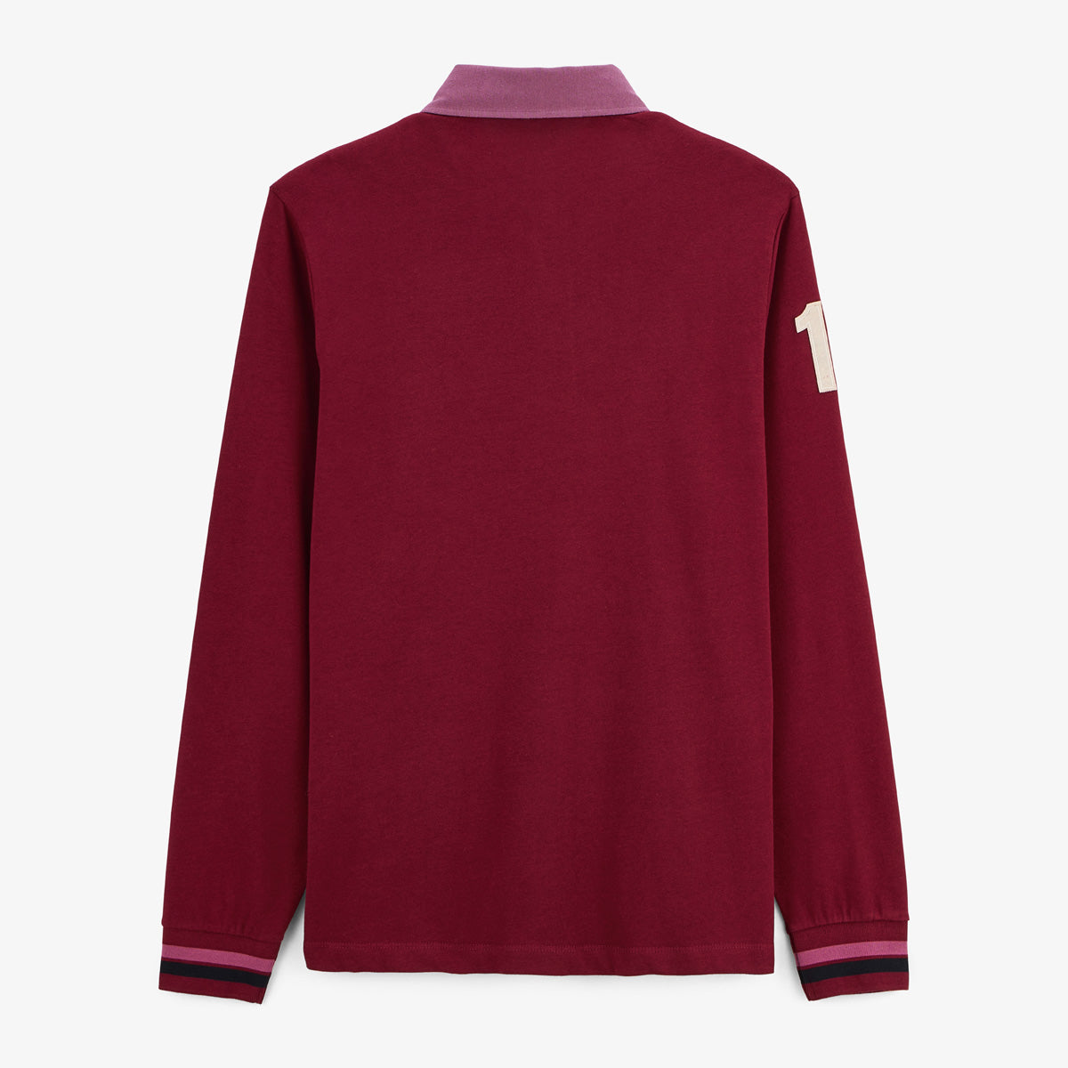 Camiseta de rugby de manga larga rojo merlot bordada 15 hombre SERGE BLANCO