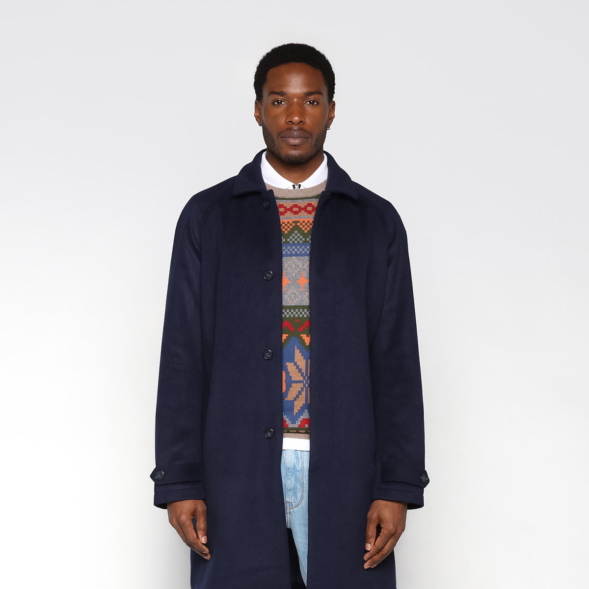 Manteau Pull Jacquard Homme - Col Montant - Motif Texturé - Pour Automne/hiver - Style Décontracté élégant