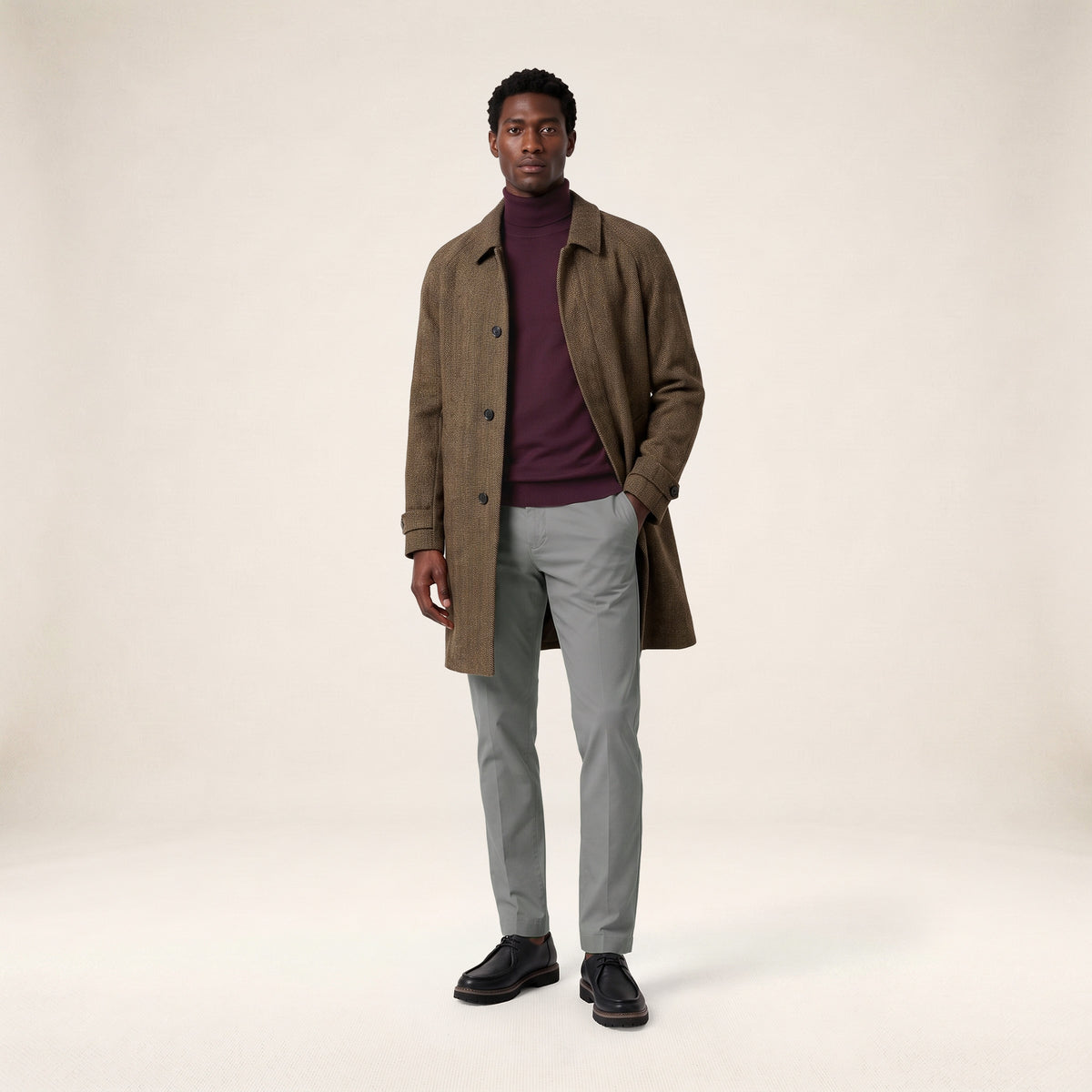 Manteau Dante chevron marron noyer