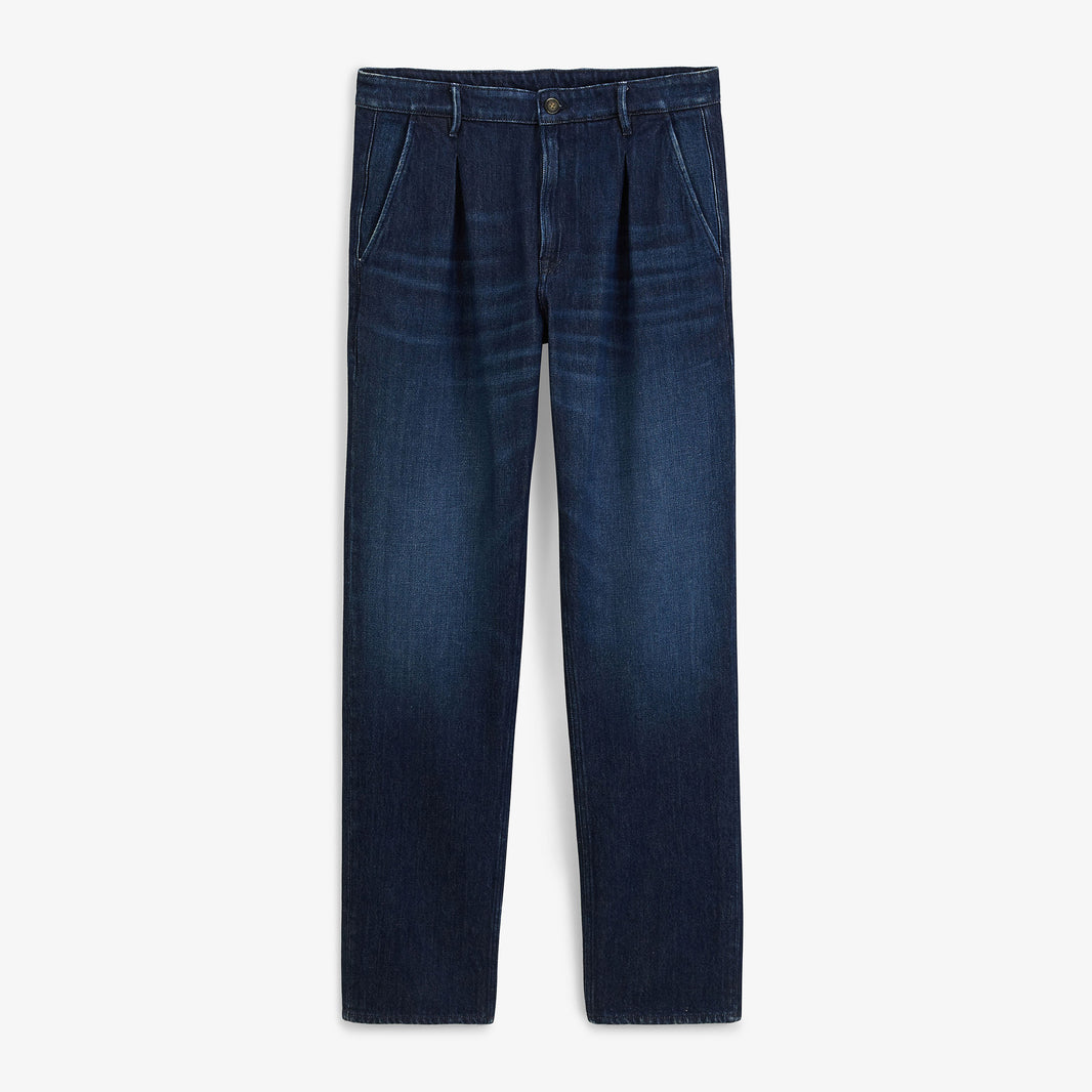 Pantalon 520 élastique à pinces en coton bleu denim